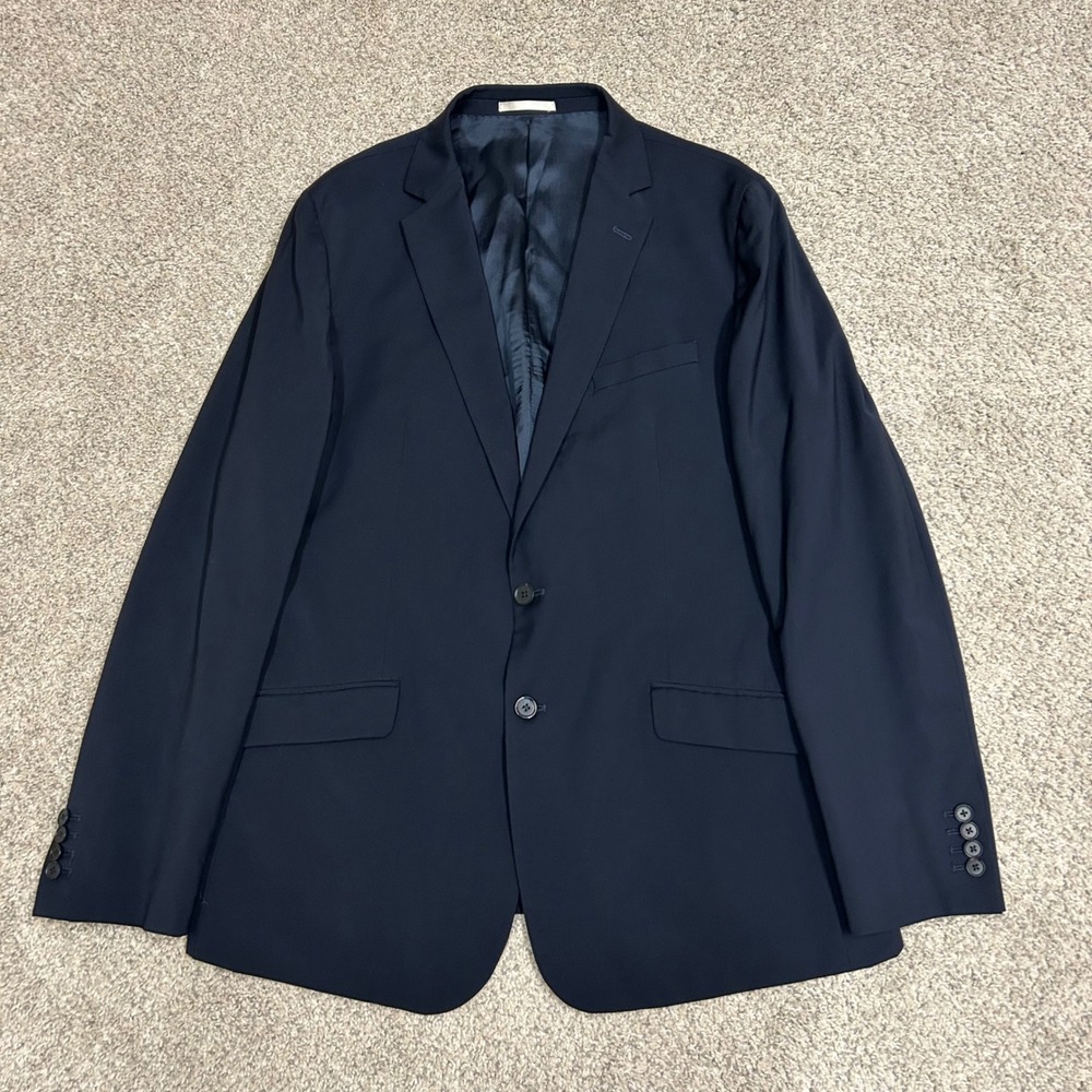 Charles Tyrwhitt‎ Blazer 44L Navy Blue Slim Fit Super 120s Wool Stretch Jacket